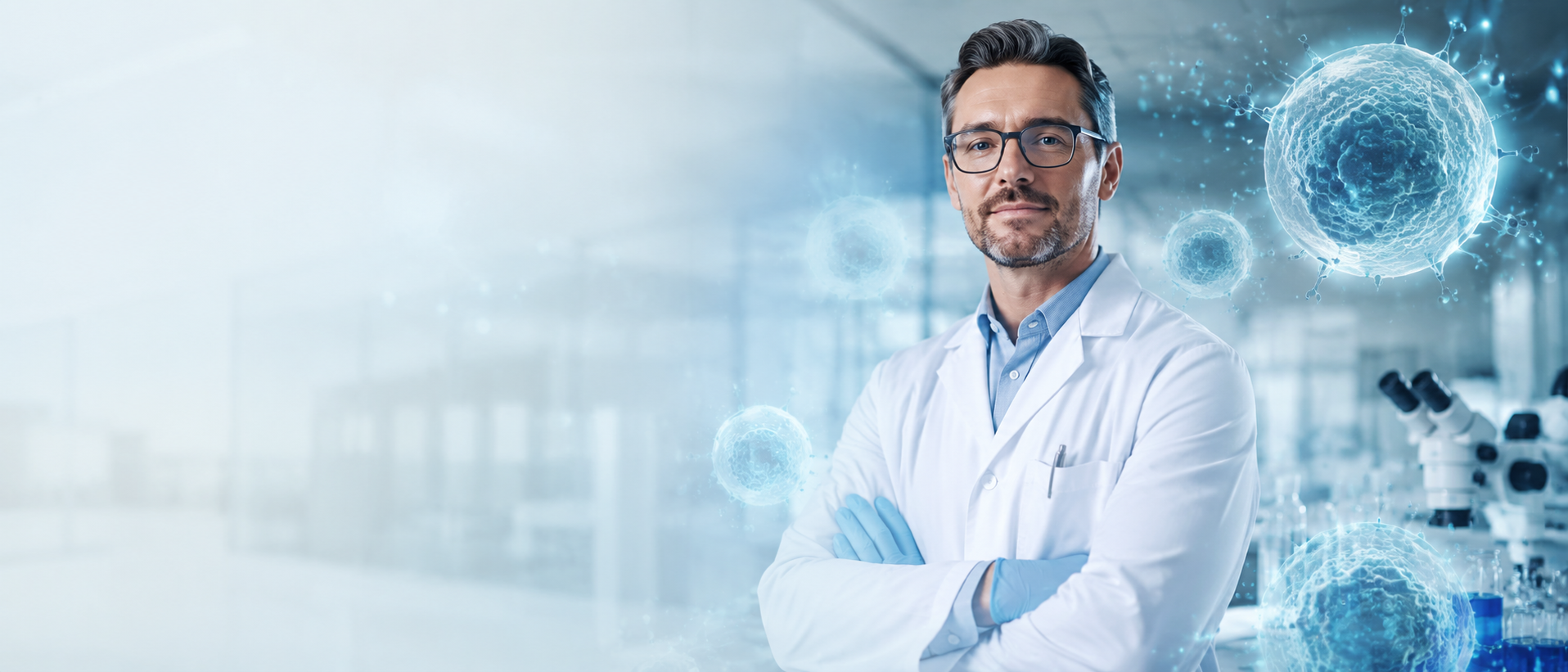 Turkey Stem Cell physician with Natural Killer cell research visualization in an Istanbul clinical laboratory