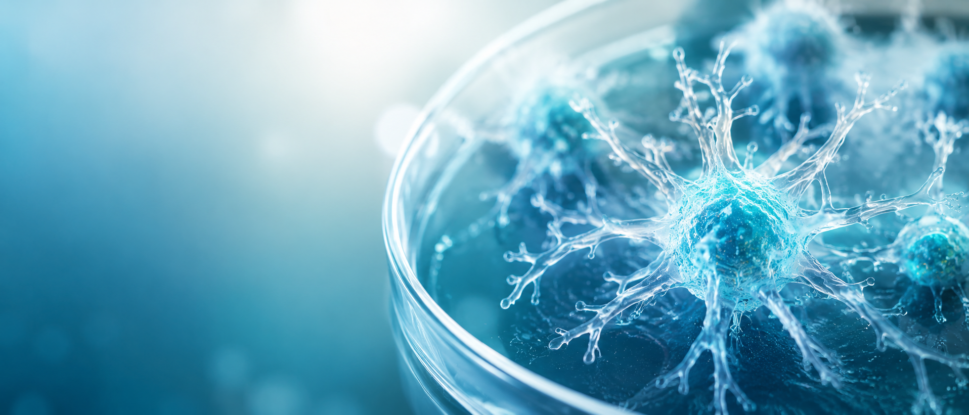 Microscopic view of dendritic immune cells in culture prepared for personalized dendritic cell therapy