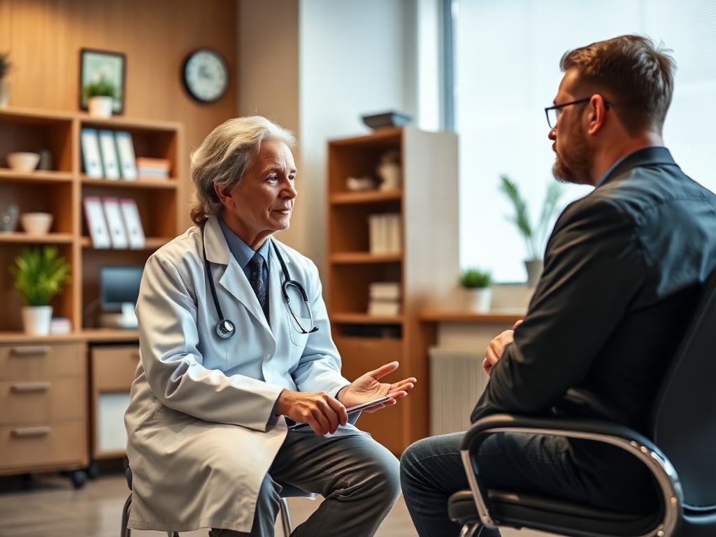 Doctor consulting with a patient about stem cell therapy options