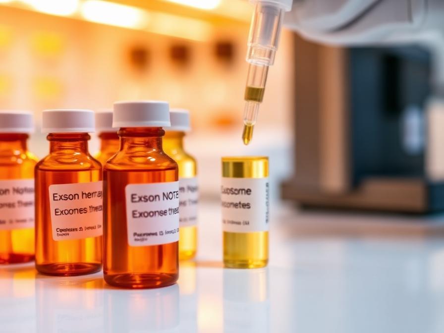 Exosome therapy vials being prepared for orthopedic regenerative treatment in Istanbul laboratory