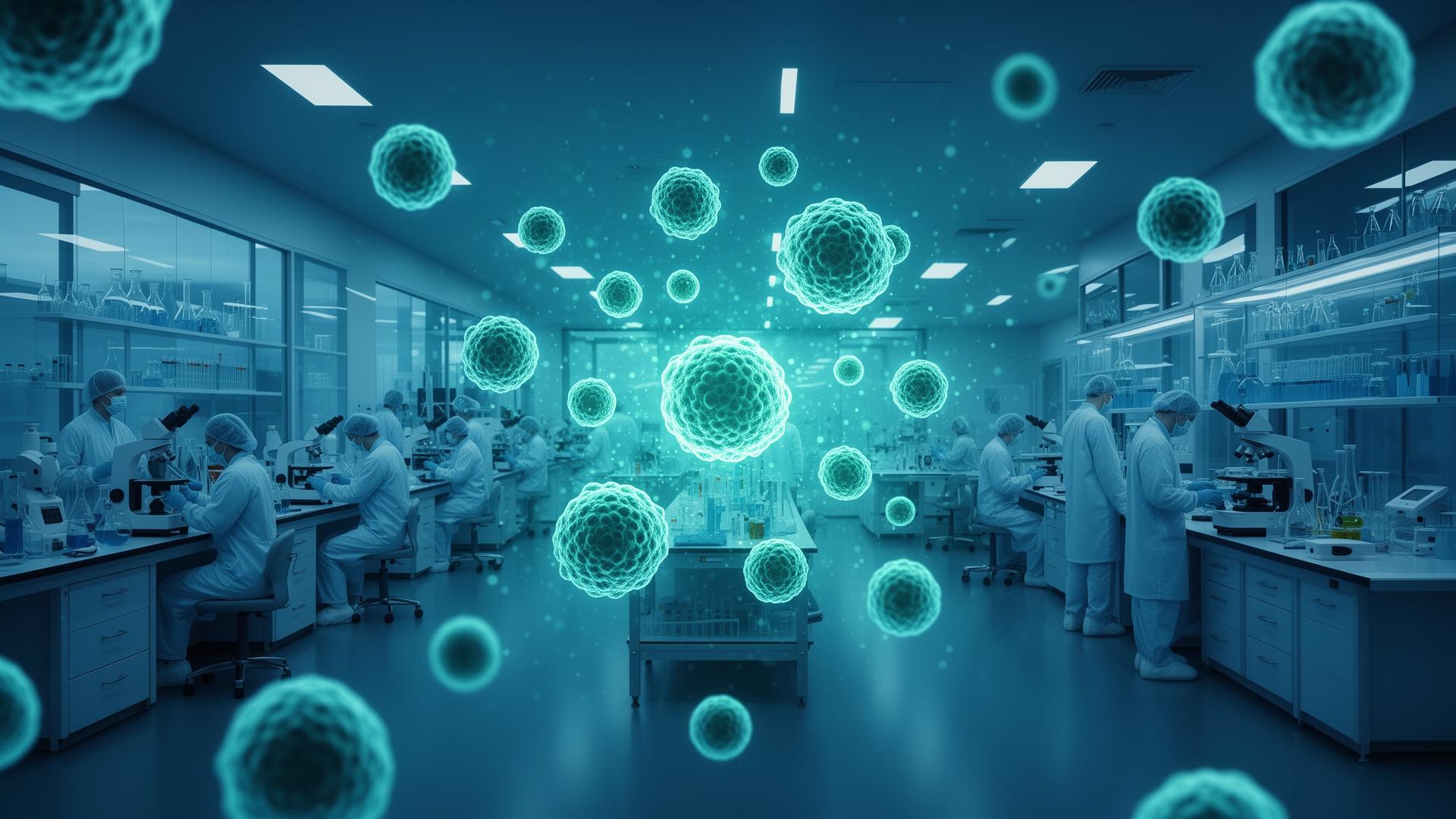 Advanced exosome therapy preparation at TurkeyStemcell clinic in Turkey showing GMP-certified laboratory with ultracentrifuge and size-exclusion chromatography equipment for isolating MSC-derived extracellular vesicles used in cell-free regenerative medicine protocols for international patients