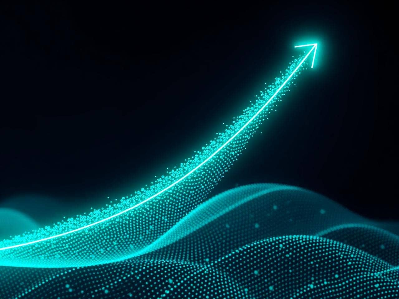 Glowing teal upward trend curve representing patient outcome improvement