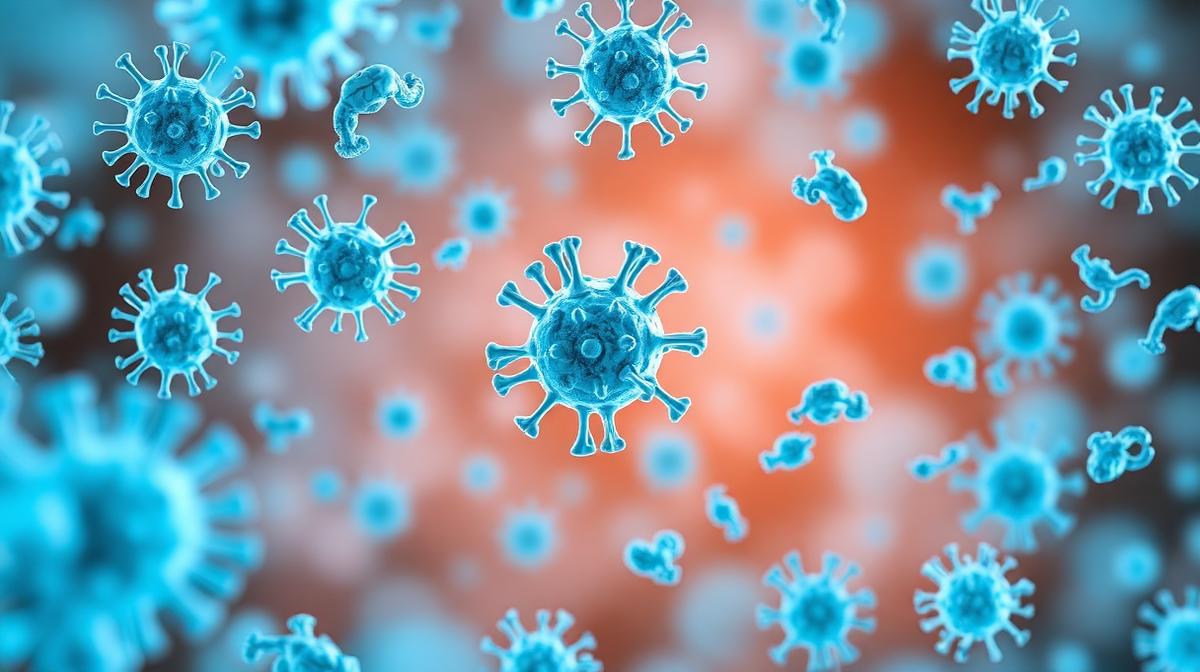 Immune cell visualization showing T-cell balance and cytokine signaling in autism immune regulation research