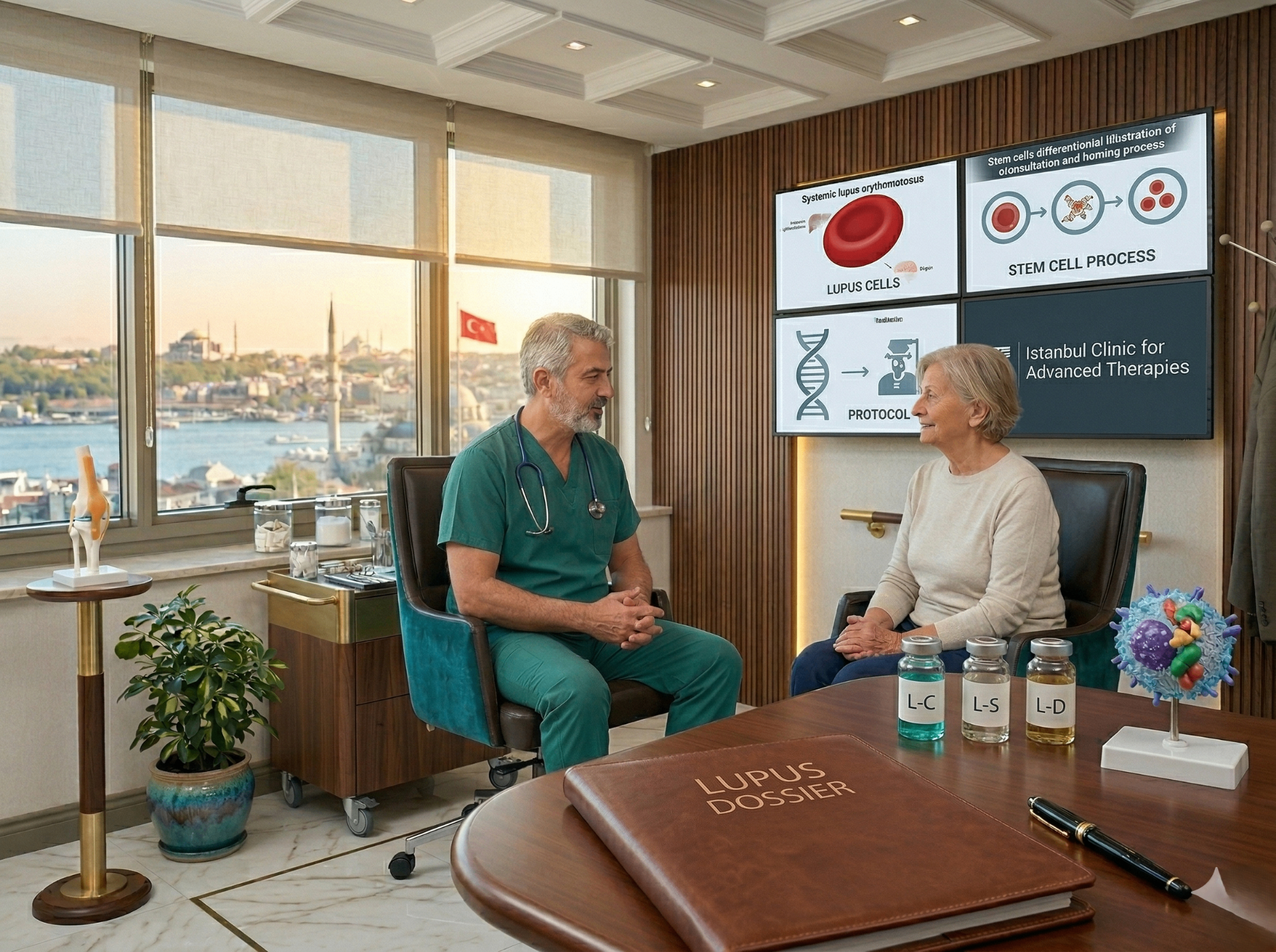 Rheumatology-focused consultation for lupus stem cell therapy in Istanbul, Turkey, discussing regenerative medicine options for systemic lupus erythematosus and autoimmune inflammation