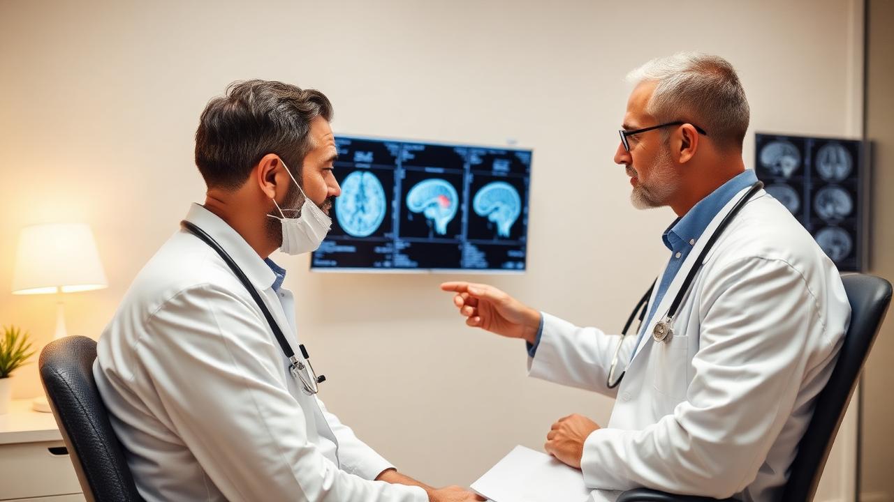Neurologist reviewing MRI scans and discussing multiple sclerosis stem cell therapy options at an Istanbul regenerative medicine clinic in Turkey