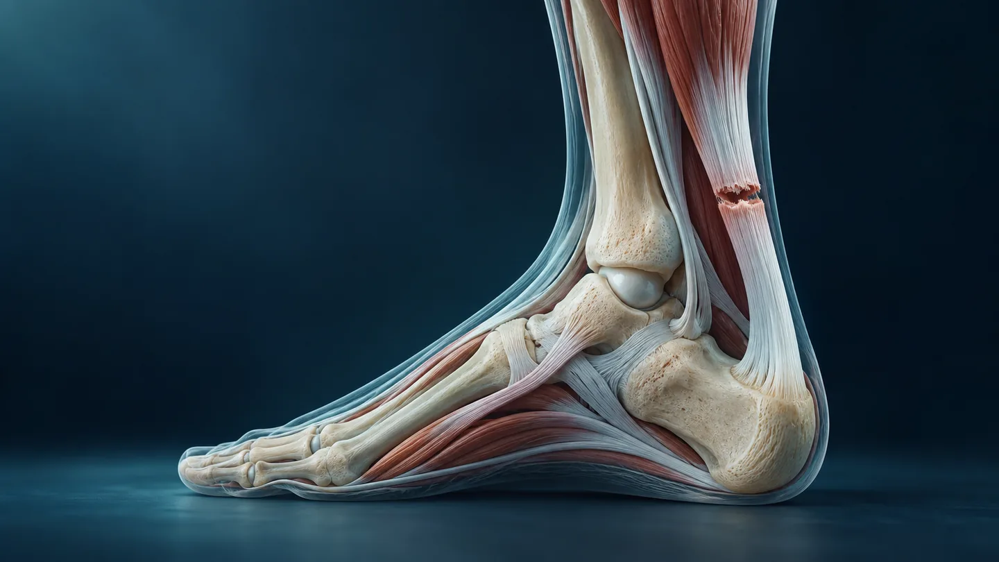 Conceptual illustration of achilles tendon anatomy.