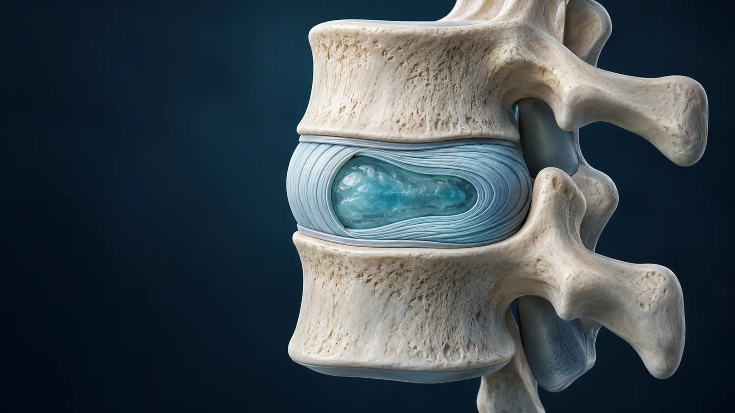 Conceptual illustration of intervertebral disc anatomy.