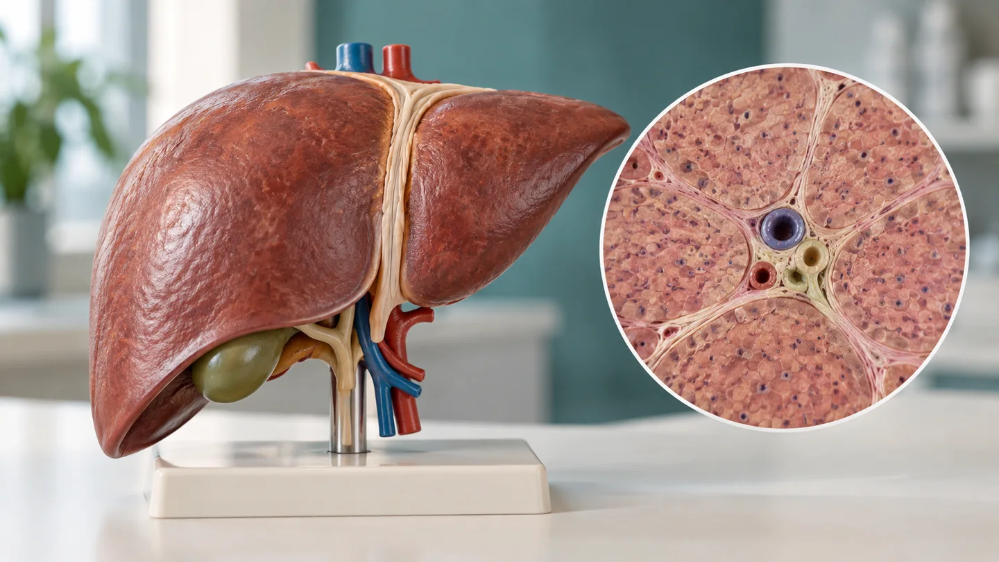 Illustration der Leberstruktur zum Thema Hepatitis.