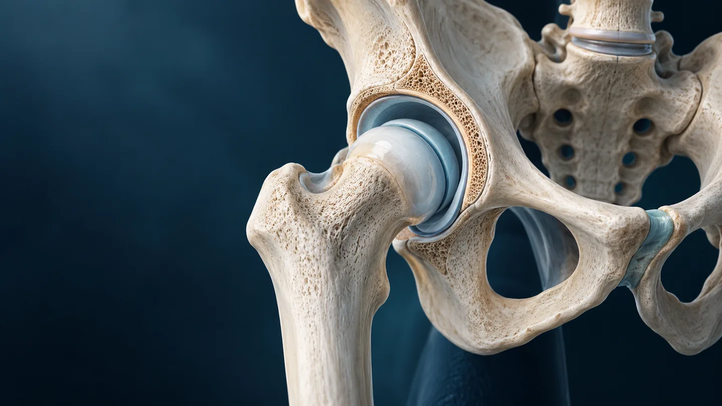 Conceptuele illustratie van de anatomie van het heupgewricht.