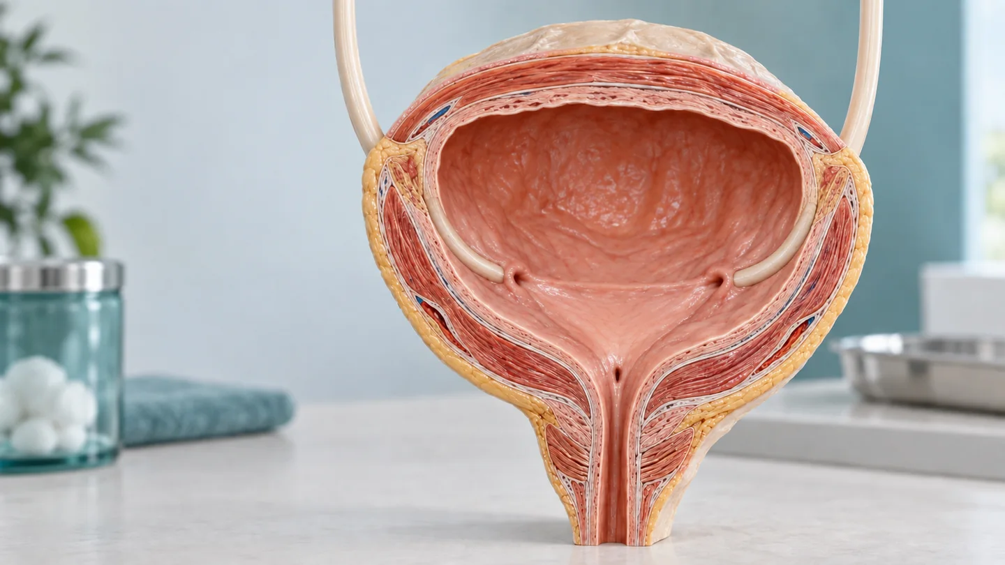Illustration der Blasenanatomie.