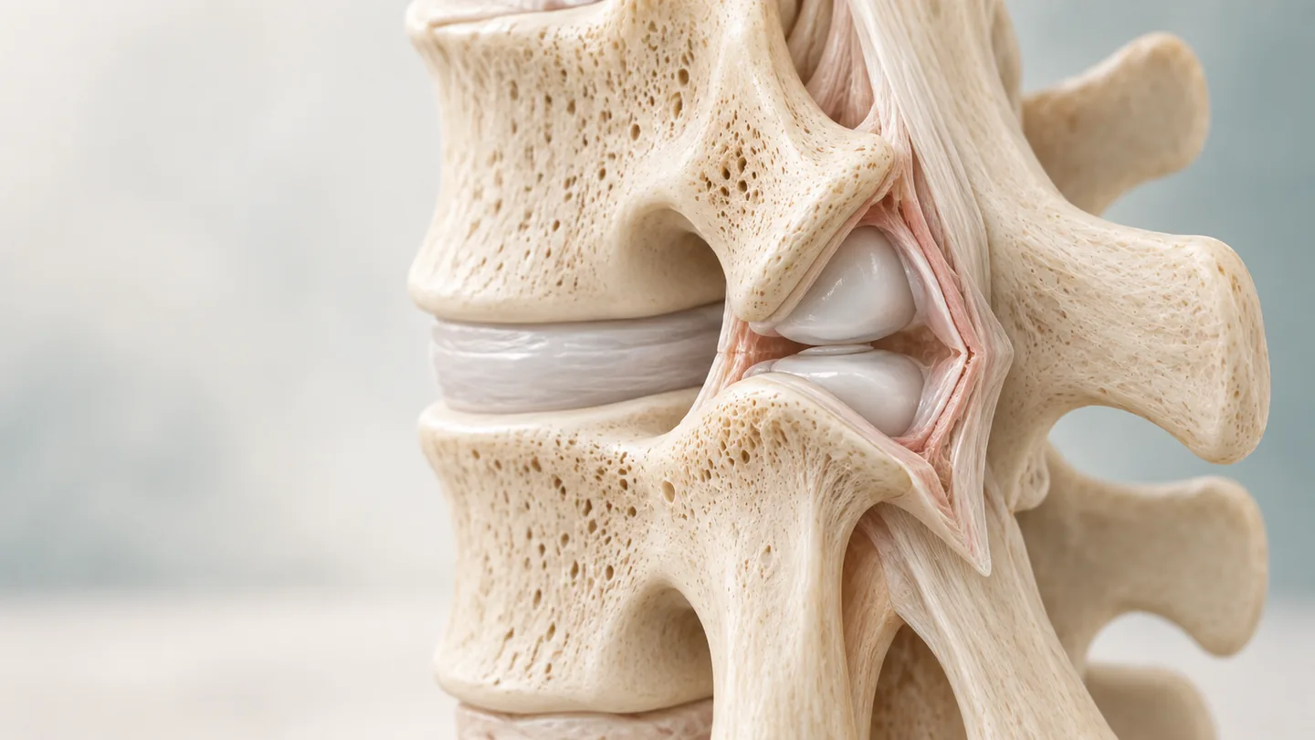 Illustration der Anatomie der spinalen Facettengelenke.