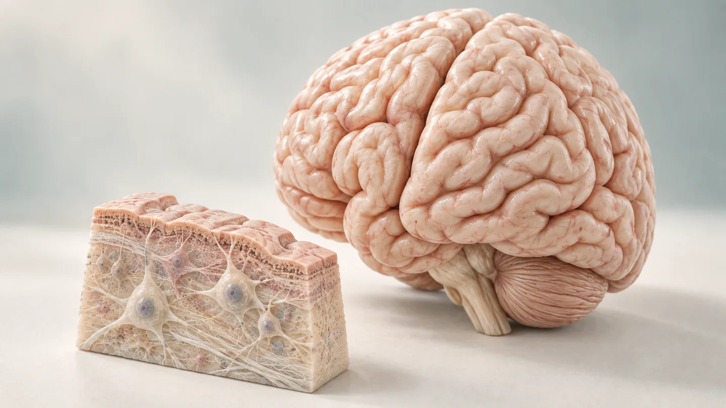 Conceptual illustration of brain tissue and injury-assessment context.