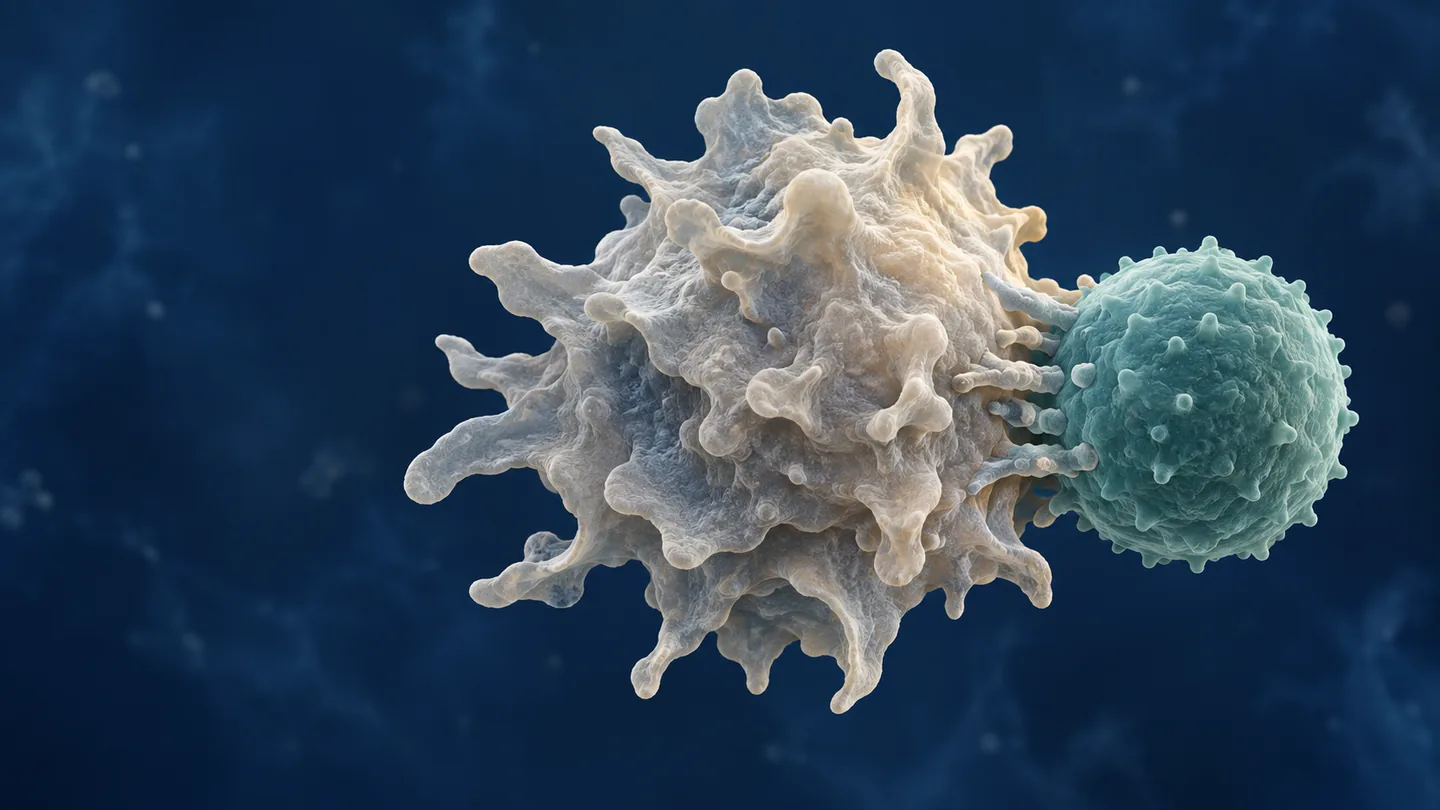 Conceptual illustration of two interacting immune cells