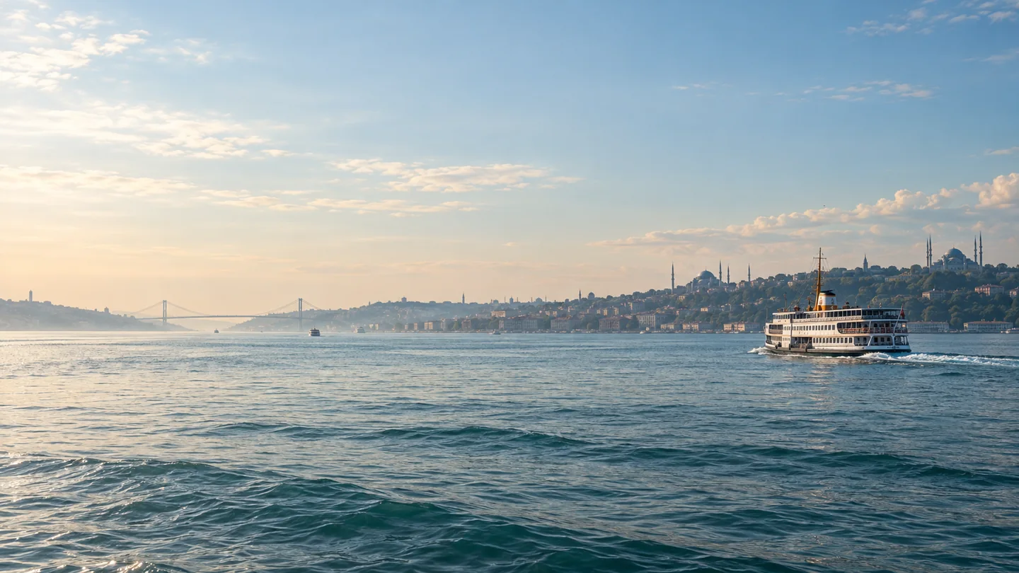 Conceptual illustration of illustrative istanbul waterfront atmosphere.