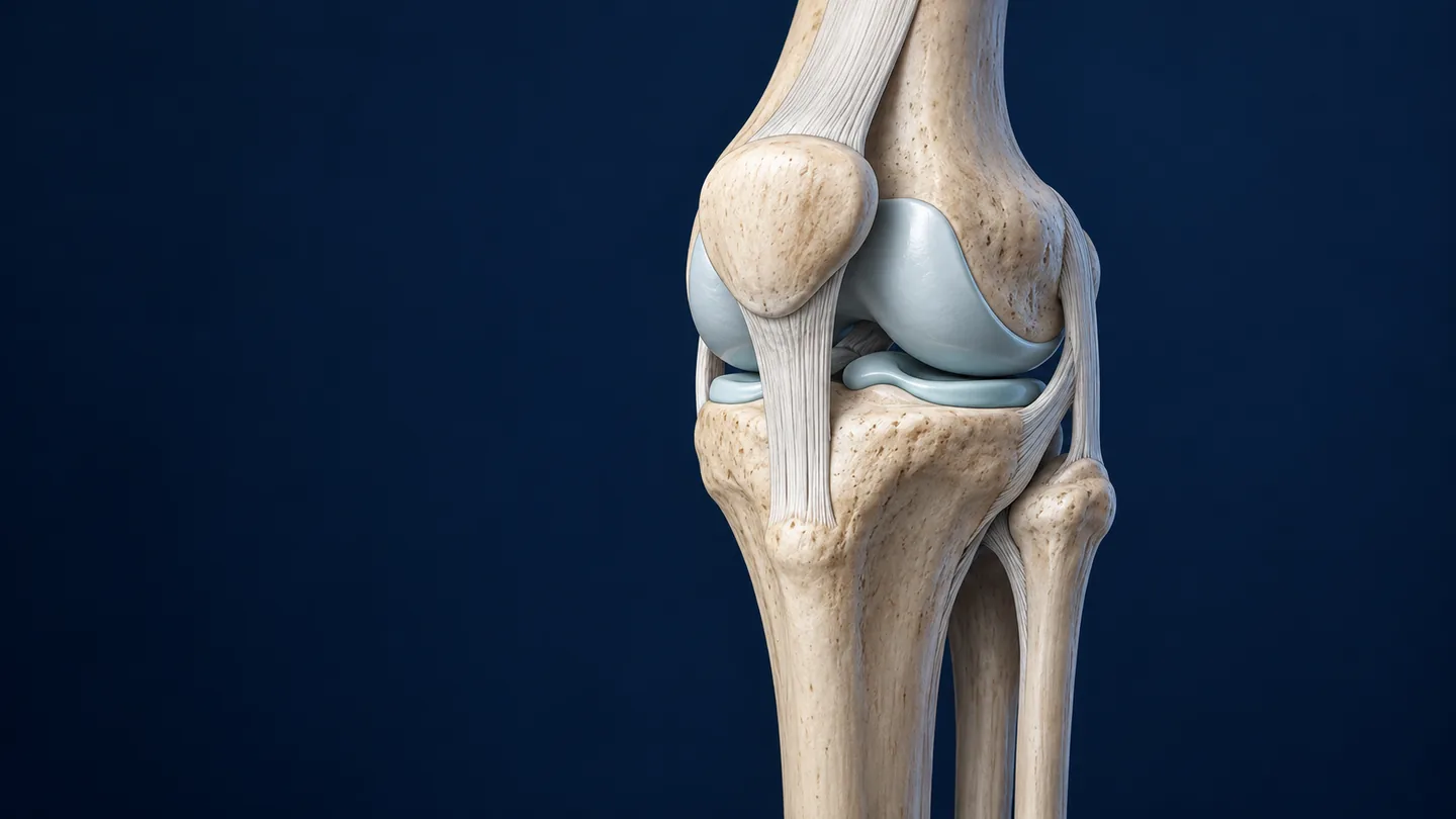 Conceptual illustration of a knee joint and its supporting structures