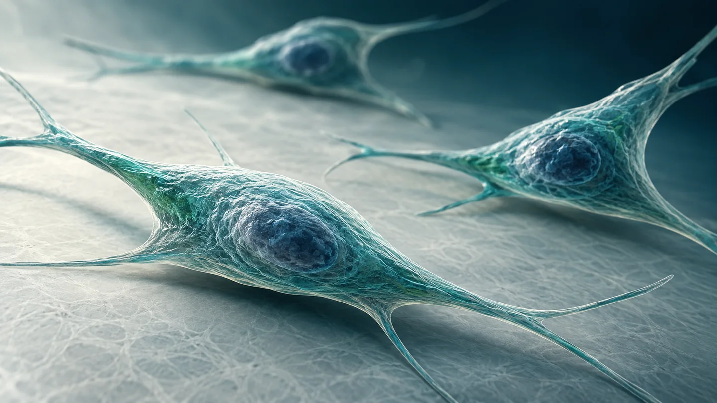 Conceptual illustration of mesenchymal stromal cell morphology.