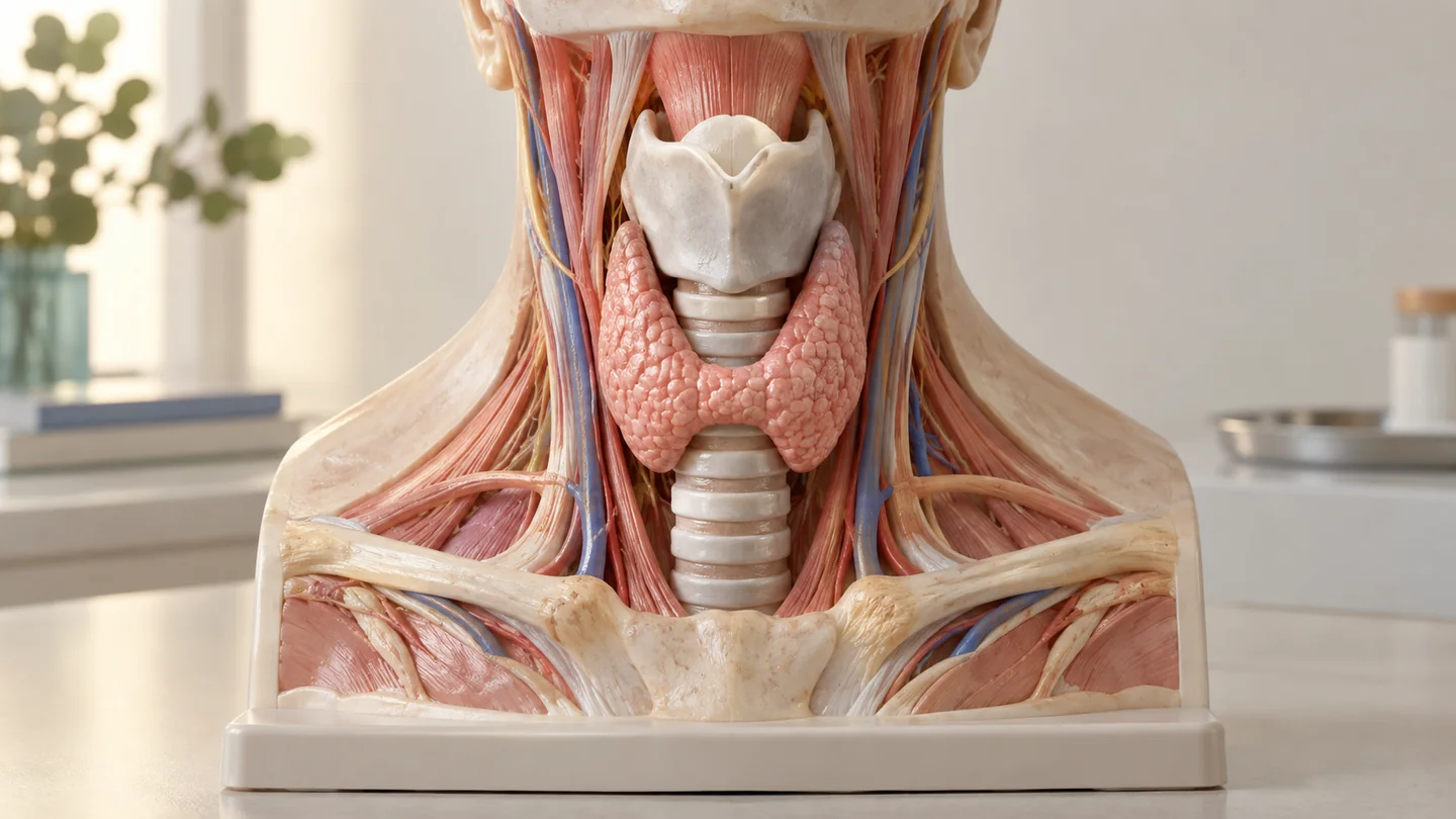 Conceptual illustration of thyroid anatomy for hashimoto's information.