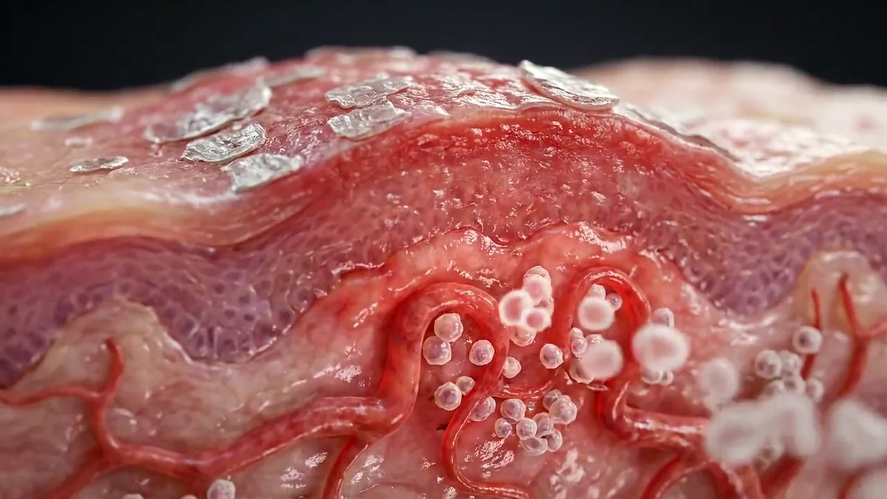 An inflamed skin plaque calming and the surface smoothing.