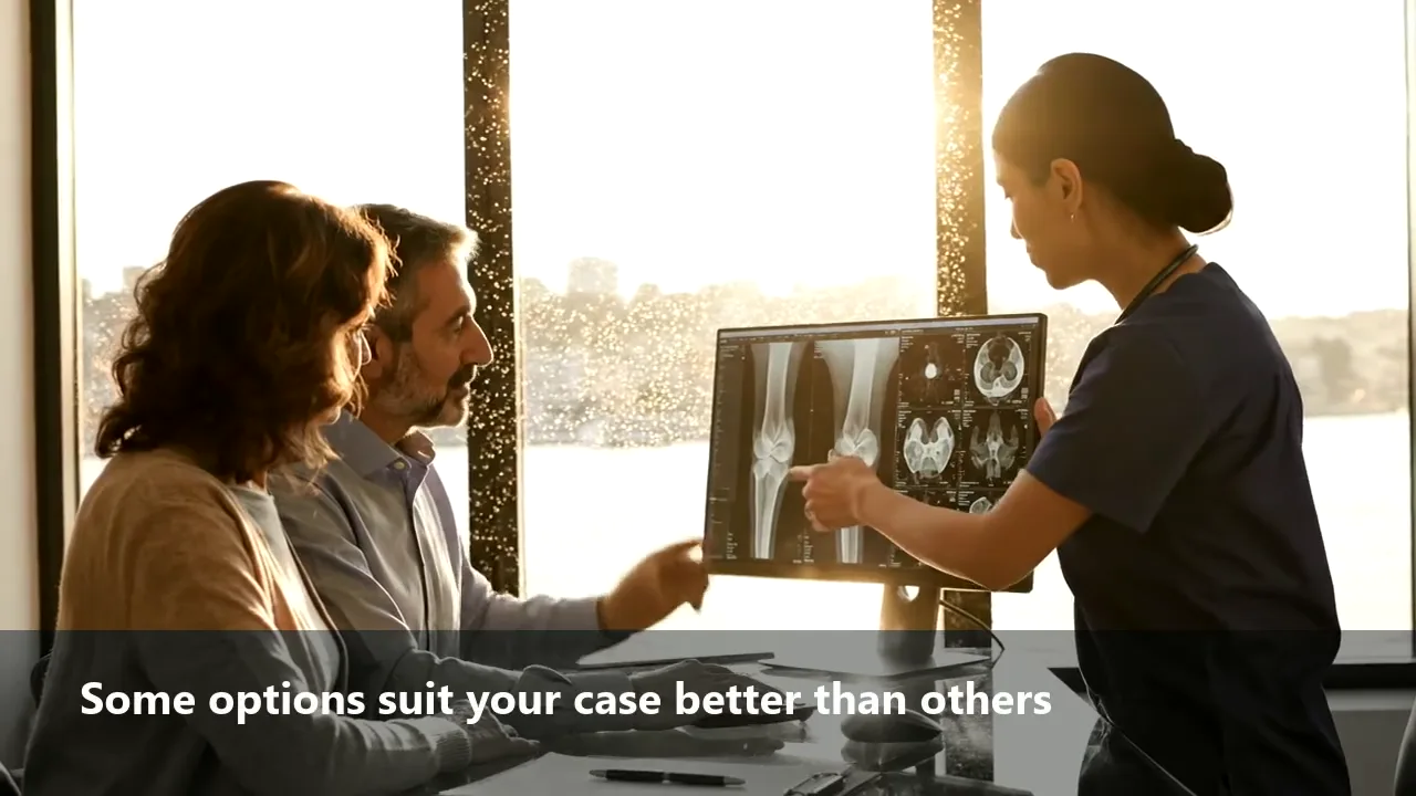 A physician comparing treatment options with a patient.