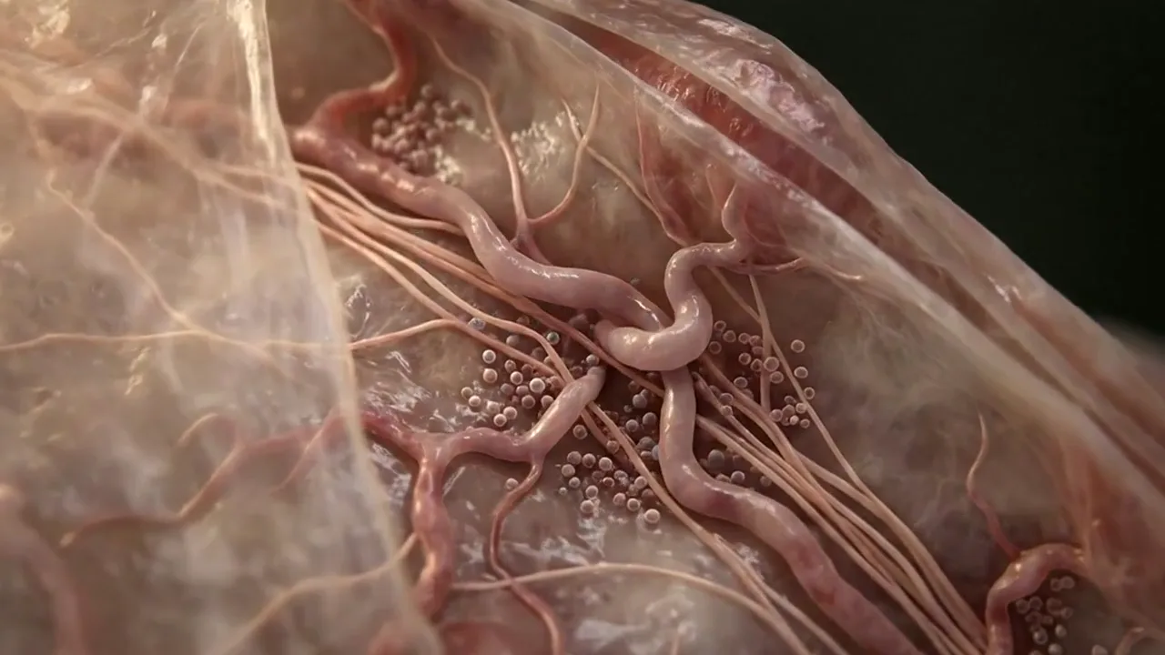 Animation: Geschwollene Gefäße an den Hirnhäuten schwellen ab.