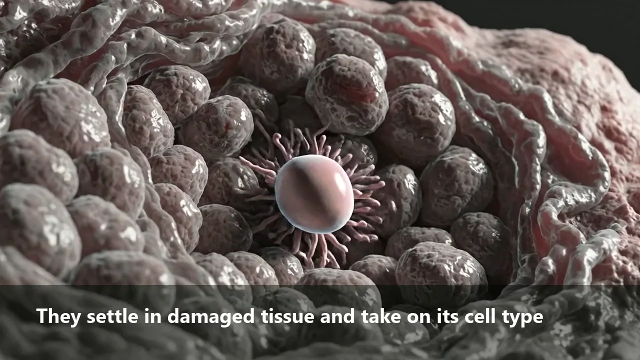 A stem cell settling into damaged tissue.